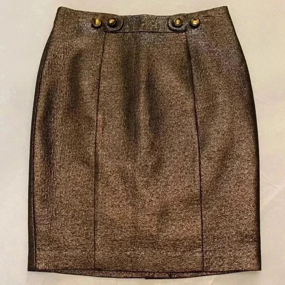 Trina Turk Brown/Black Metallic Pencil Skirt NWT size 6